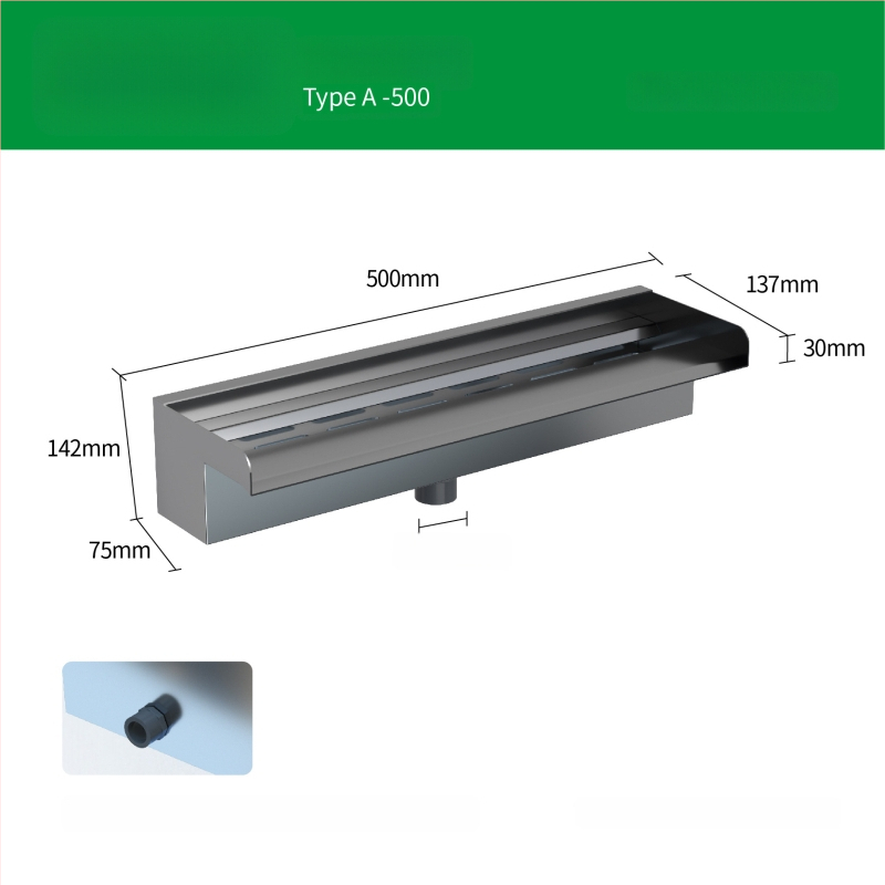 Ieșire de cascadă din oțel inoxidabil pentru element decorativ exterior cu pulverizare pe peretele frontal — Brand Half Moon Bay