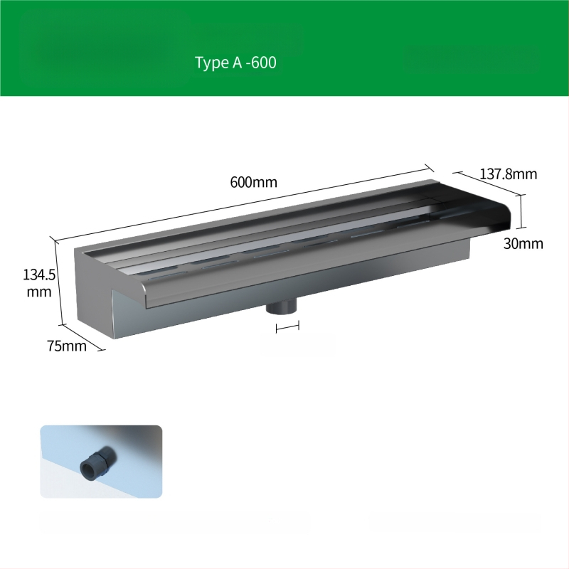 Ieșire de cascadă din oțel inoxidabil pentru element decorativ exterior cu pulverizare pe peretele frontal — Brand Half Moon Bay