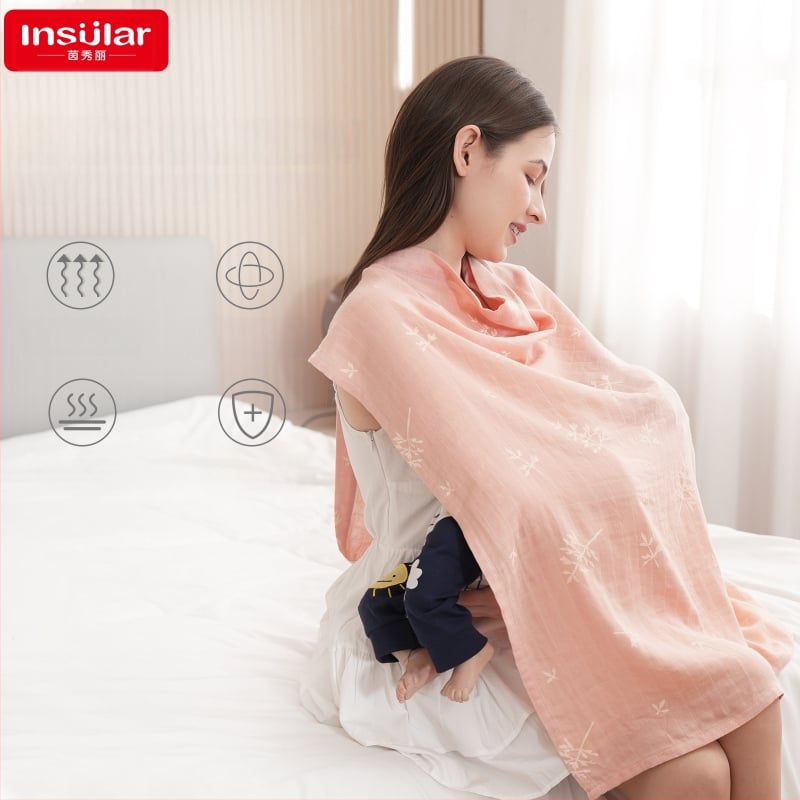 Κάλυμμα θηλασμού από γάζα μπαμπού-βαμβακίου, στυλ Νορδικό Καρντάγκιν, λεπτό ύφασμα 101–120 g/m², 70% μπαμπού, 30% βαμβάκι, κατάλληλο για καλοκαίρι, άνοιξη και φθινόπωρο