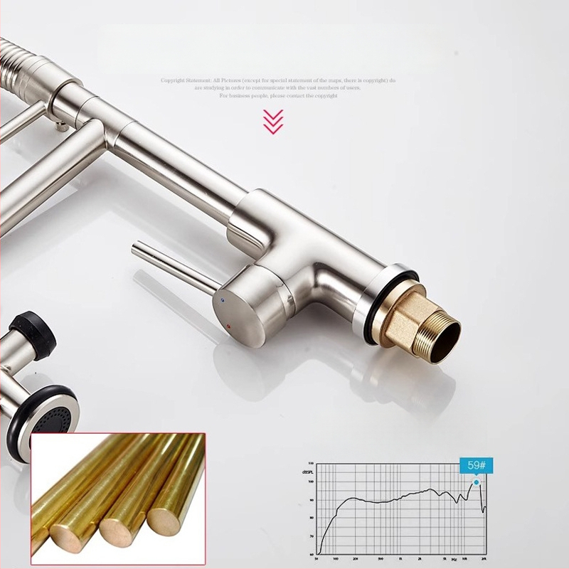 Kuchynský drezový kohút s meďou, keramickým jadrom ventilu a dvojitým prepojením