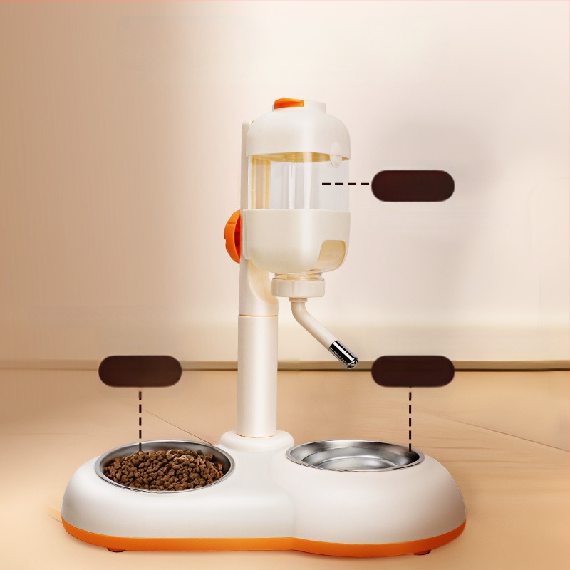 Автоматично поене за домашни любимци с двойна купа от неръждаема стомана, удароустойчива конструкция, регулируемо хранене