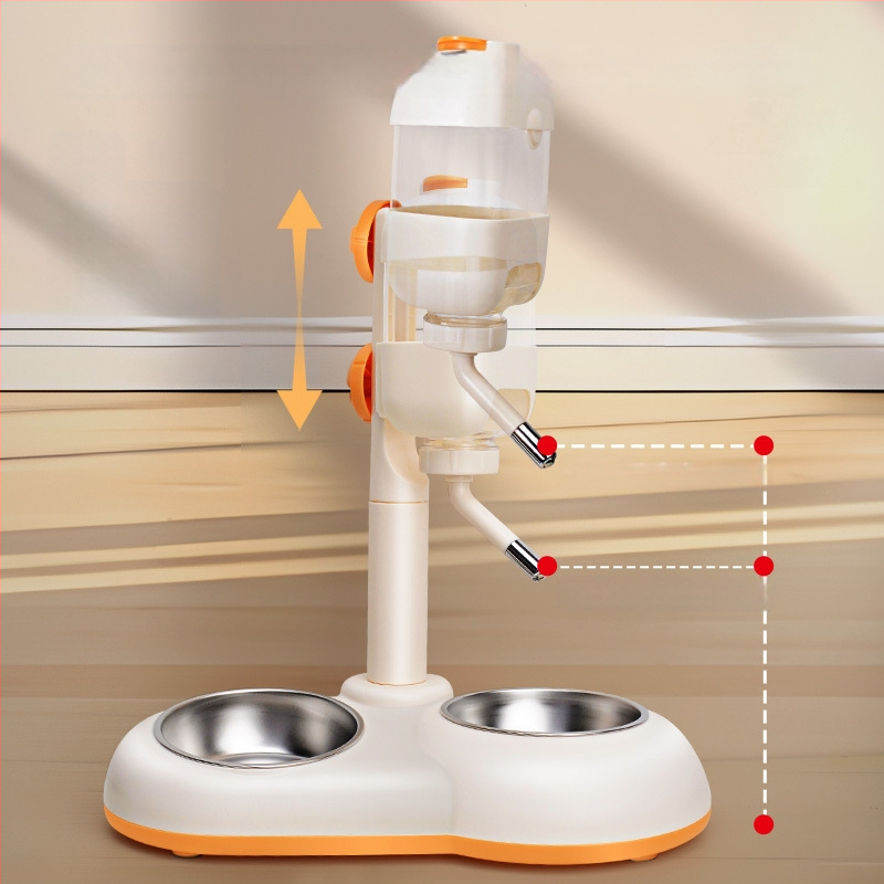Автоматично поене за домашни любимци с двойна купа от неръждаема стомана, удароустойчива конструкция, регулируемо хранене