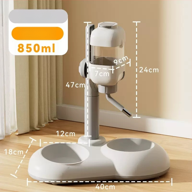 Автоматично поене за домашни любимци с двойна купа от неръждаема стомана, удароустойчива конструкция, регулируемо хранене