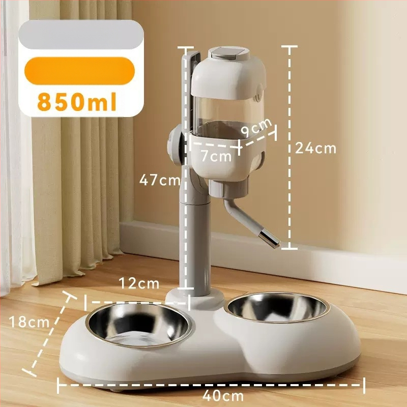 Автоматично поене за домашни любимци с двойна купа от неръждаема стомана, удароустойчива конструкция, регулируемо хранене