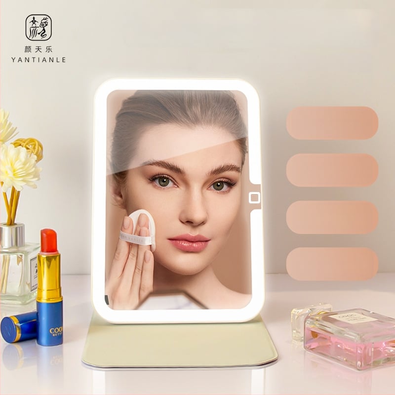 Καλλυντικό καθρέπτης με φωτισμό, φορητός και αναδιπλούμενος, πλαίσιο ABS, ανακλαστική επιφάνεια