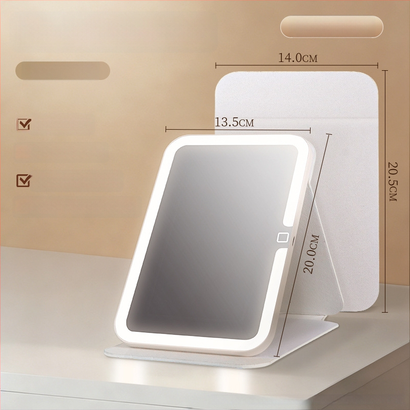 Καλλυντικό καθρέπτης με φωτισμό, φορητός και αναδιπλούμενος, πλαίσιο ABS, ανακλαστική επιφάνεια