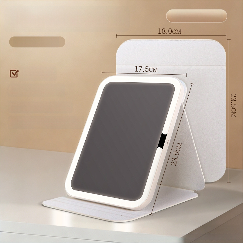 Καλλυντικό καθρέπτης με φωτισμό, φορητός και αναδιπλούμενος, πλαίσιο ABS, ανακλαστική επιφάνεια