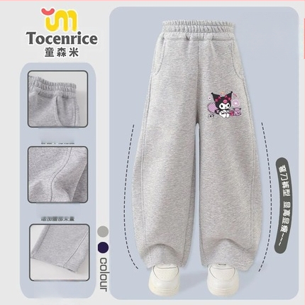 Κοριτσίστικα παντελόνια από κορντουρούι με γούνα κουνελιού, θεμα My Melody & Kuromi, κορεατικό στυλ, Άνοιξη 2025 – ηλικίες 3–8.