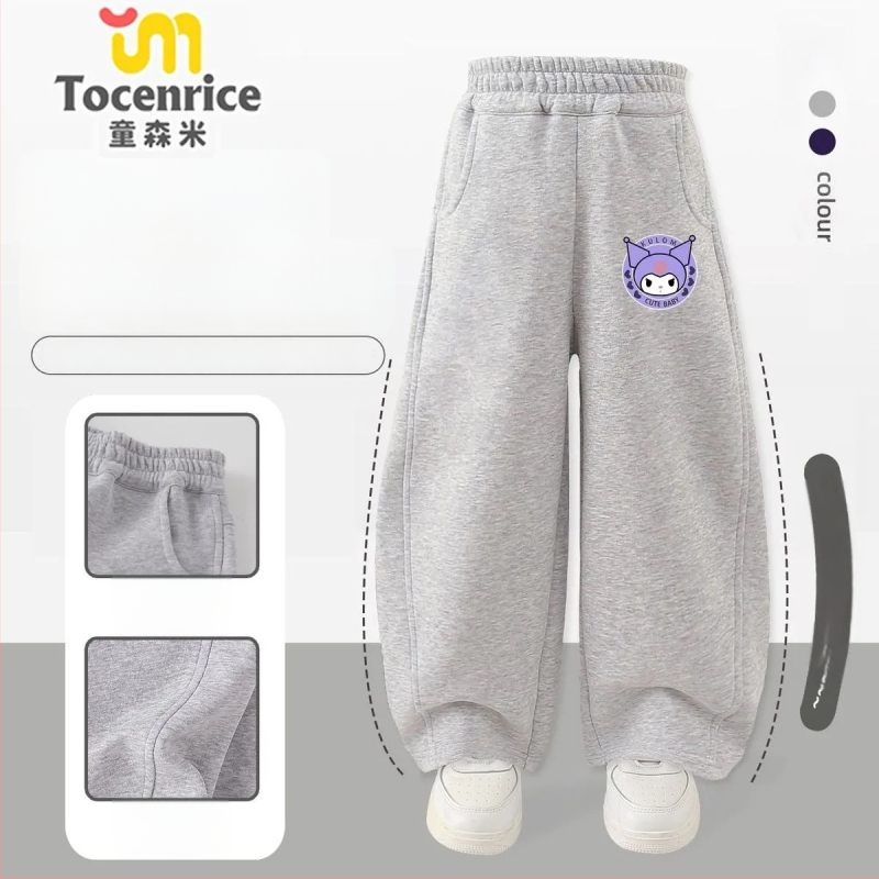 Κοριτσίστικα παντελόνια από κορντουρούι με γούνα κουνελιού, θεμα My Melody & Kuromi, κορεατικό στυλ, Άνοιξη 2025 – ηλικίες 3–8.