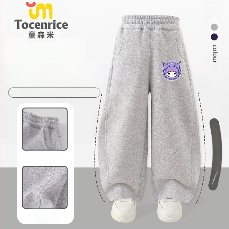 Κοριτσίστικα παντελόνια από κορντουρούι με γούνα κουνελιού, θεμα My Melody & Kuromi, κορεατικό στυλ, Άνοιξη 2025 – ηλικίες 3–8.