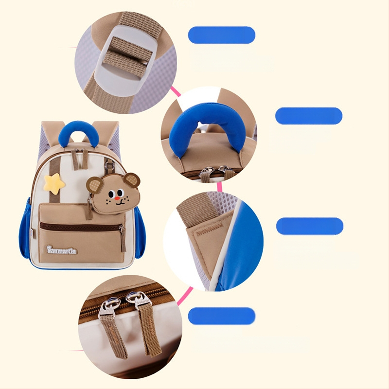 Óvodai hátizsák, animációs minta, nylon, lélegző, vízálló, ultrakönnyű, görbült vállpántok