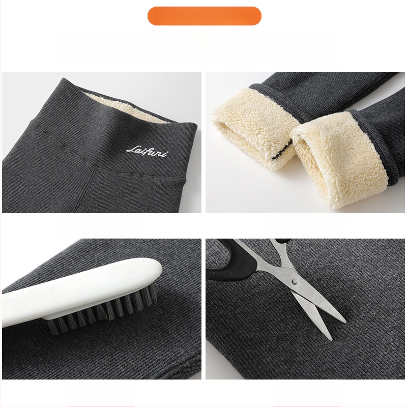 Colanți damă din tricot cu căptușeală fleece, talie înaltă, groși și calzi pentru iarnă, elasticitate ridicată