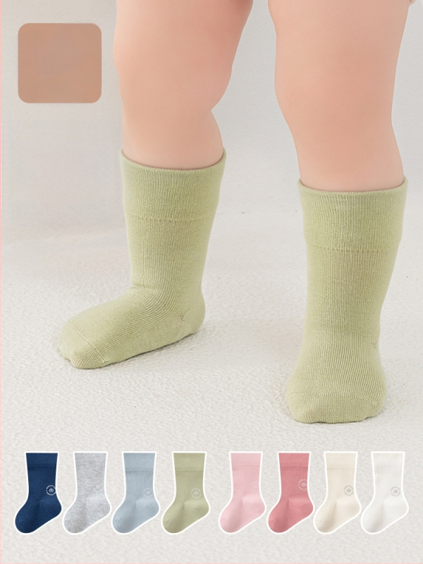 Παιδικές κάλτσες μέσου ύψους, μονόχρωμες, Jacquard πλέξη, αναπνέουσες, 96,5% βαμβάκι