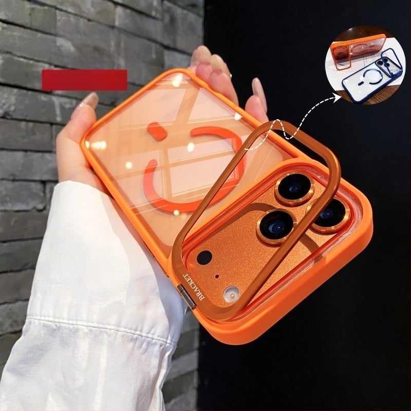 Visokokvalitetno magnetsko preklopno kućište s nosačem za iPhone 17 Pro Max, prozirni metalni objektiv, otporno na padove