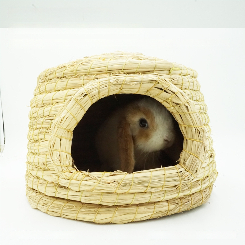 Χειροποίητο φωλίστρι από χορτάρι για μικρά κατοικίδια – κατάλυμα για κουνέλια, τσιντσίλα, σκαντζόχοιρους – Υλικό: μεταξωτό λουλούδι