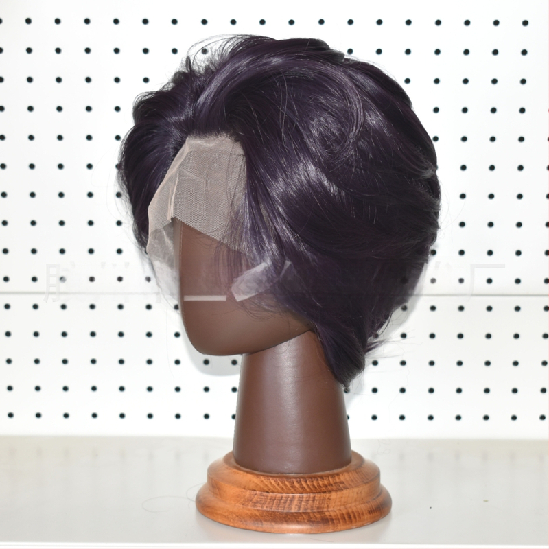 Cosplay paróka csipés elülsővel, rövid haj, hőálló szálak, kézzel szőtt elülső rész