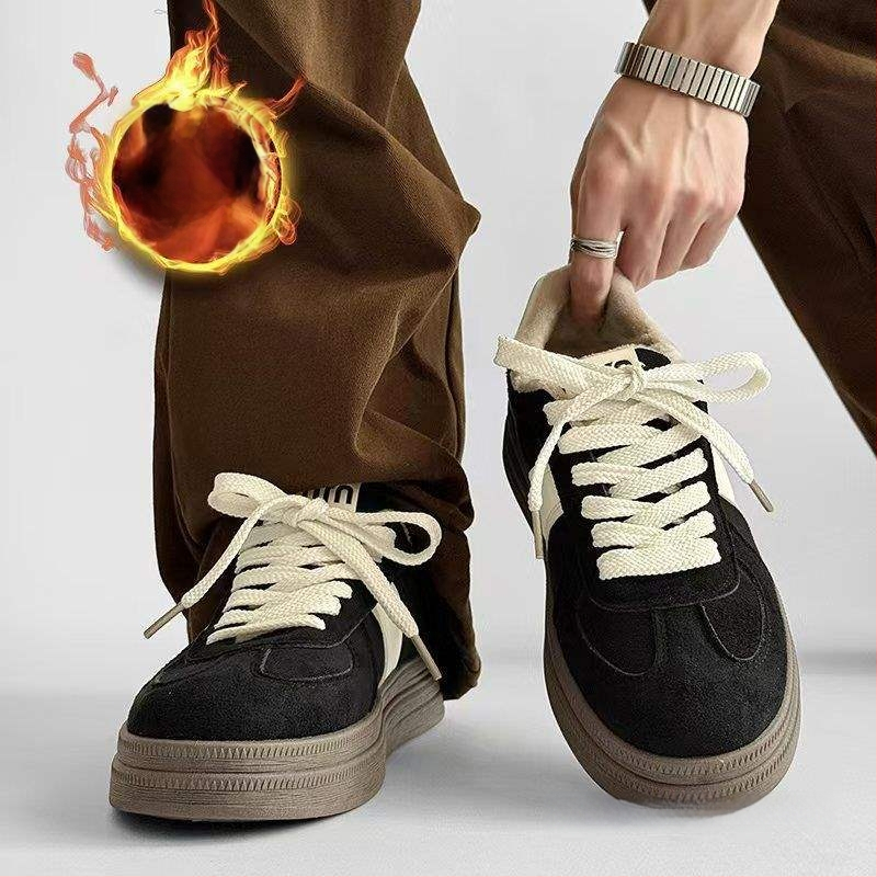 Casual χειμερινά παπούτσια για γυναίκες – με στρογγυλή μύτη, άνω μέρος από βαμβάκι, επένδυση από γούνινο κουνελιού, σόλα TPR