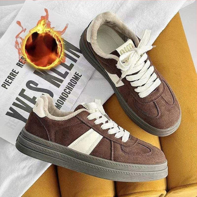 Casual χειμερινά παπούτσια για γυναίκες – με στρογγυλή μύτη, άνω μέρος από βαμβάκι, επένδυση από γούνινο κουνελιού, σόλα TPR