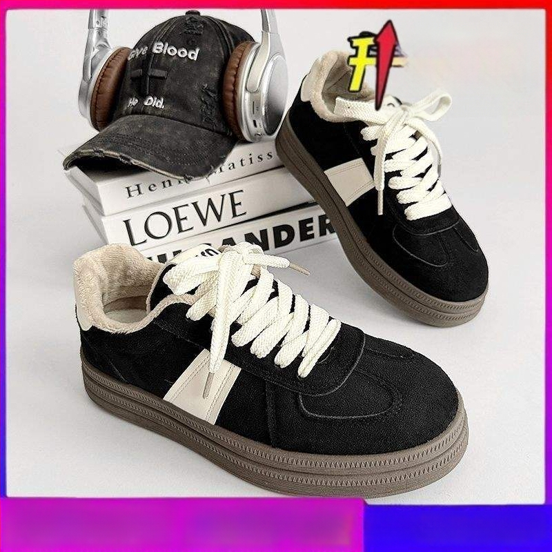 Casual χειμερινά παπούτσια για γυναίκες – με στρογγυλή μύτη, άνω μέρος από βαμβάκι, επένδυση από γούνινο κουνελιού, σόλα TPR