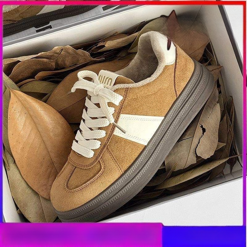 Casual χειμερινά παπούτσια για γυναίκες – με στρογγυλή μύτη, άνω μέρος από βαμβάκι, επένδυση από γούνινο κουνελιού, σόλα TPR