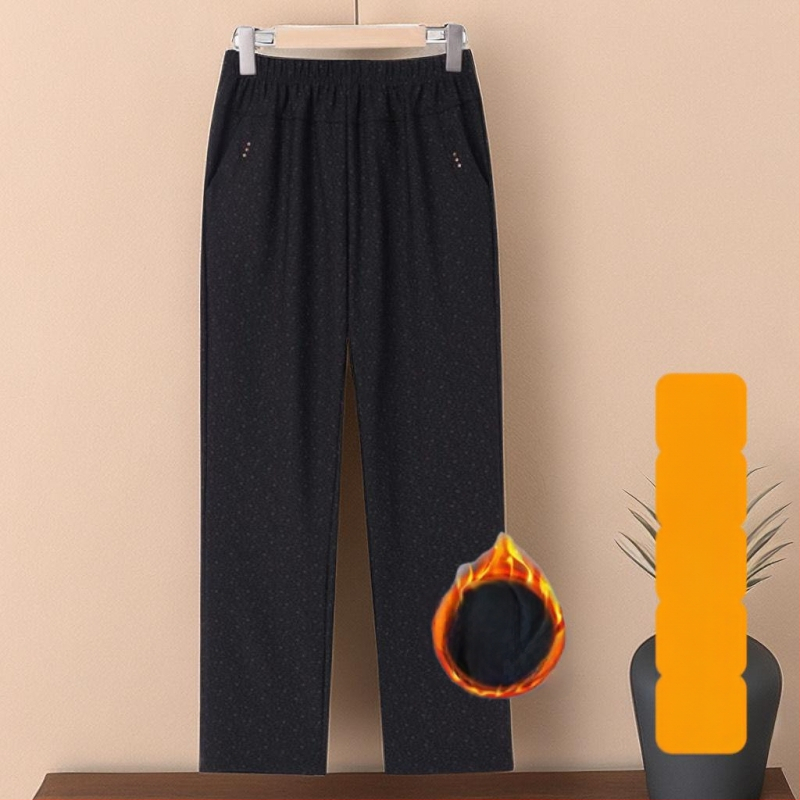 Magas derékú egyenes szabású nadrág, lazított fazon, TR szövet, 80–90% poliészter, közepes vastagság