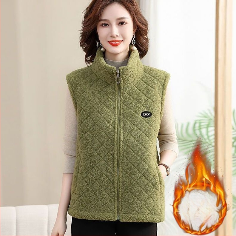 Vest de catifea granulară pentru femei, croială Slim, căptușeală din fleece, guler half-turtleneck, fermoar, poliester 95%+