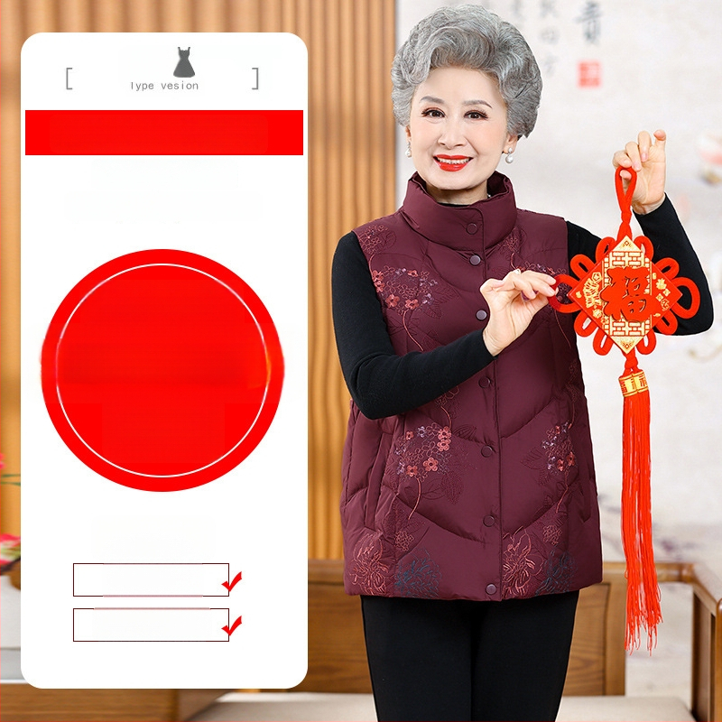 Elegáns idős nőknek szánt meleg tollmellény őszi-téli szezonra, fő anyag: regenerált cellulóz rost (>95%), japán-koreai lazító stílus, kiadás: 2025 ősz