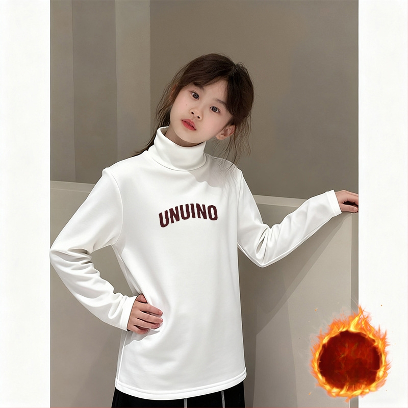 Κοριτσίστικη θερμική μπλούζα με ψηλό λαιμό, ύφασμα Derong, 95% πολυεστέρας, μακριά μανίκια, χωρίς κουκούλα, για κορίτσια άνω των 8 ετών, άνοιξη και φθινόπωρο