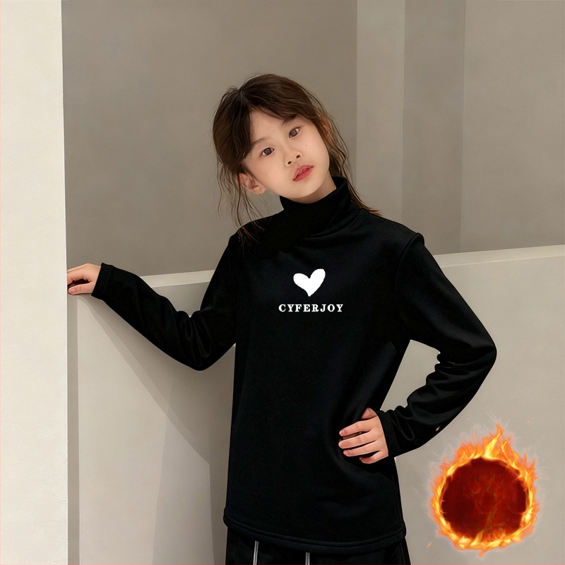 Κοριτσίστικη θερμική μπλούζα με ψηλό λαιμό, ύφασμα Derong, 95% πολυεστέρας, μακριά μανίκια, χωρίς κουκούλα, για κορίτσια άνω των 8 ετών, άνοιξη και φθινόπωρο