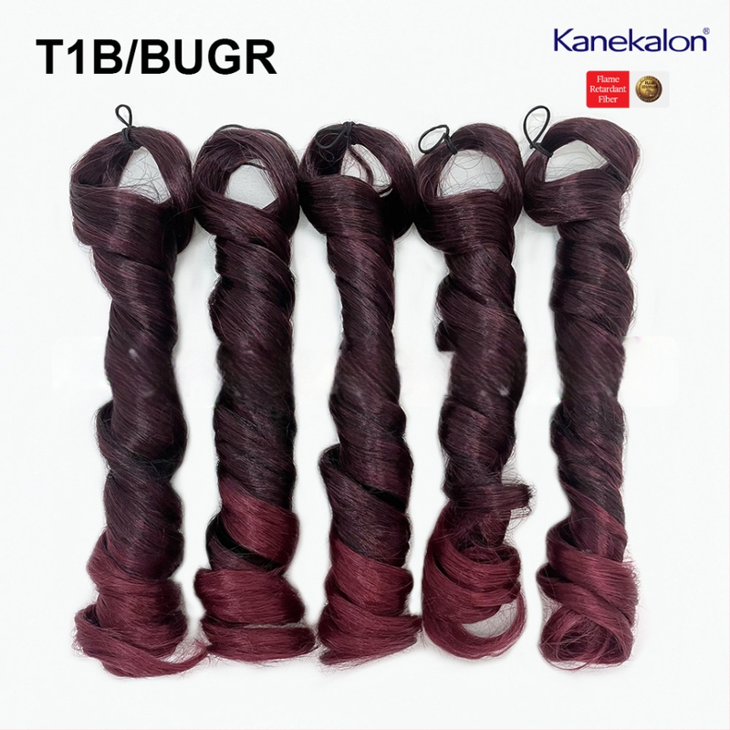 Perucă cu 5x bucle franțuzești, lungime medie-lungă, 240 g Kanekalon, stil natural