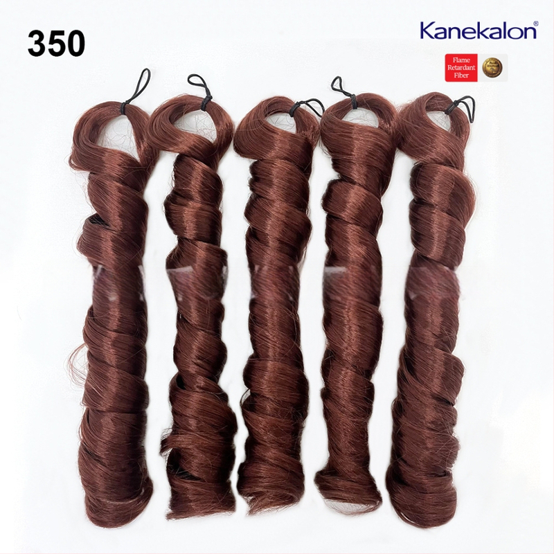 Perucă cu 5x bucle franțuzești, lungime medie-lungă, 240 g Kanekalon, stil natural