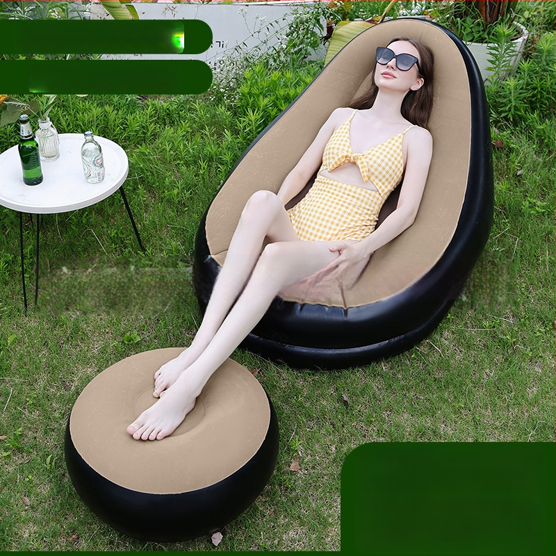 Kültéri felfújható lazító kanapé lábtámasz-sal, Hui Le PVC léggömb kanapé, 1 személyes kapacitás, 1,9 kg, levegőpumpa