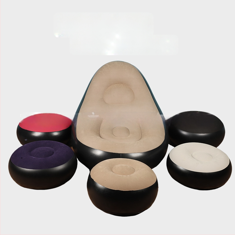 Kültéri felfújható lazító kanapé lábtámasz-sal, Hui Le PVC léggömb kanapé, 1 személyes kapacitás, 1,9 kg, levegőpumpa