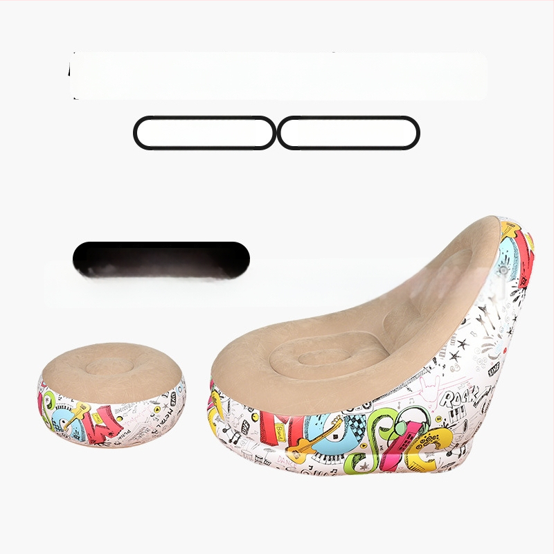 Kültéri felfújható lazító kanapé lábtámasz-sal, Hui Le PVC léggömb kanapé, 1 személyes kapacitás, 1,9 kg, levegőpumpa