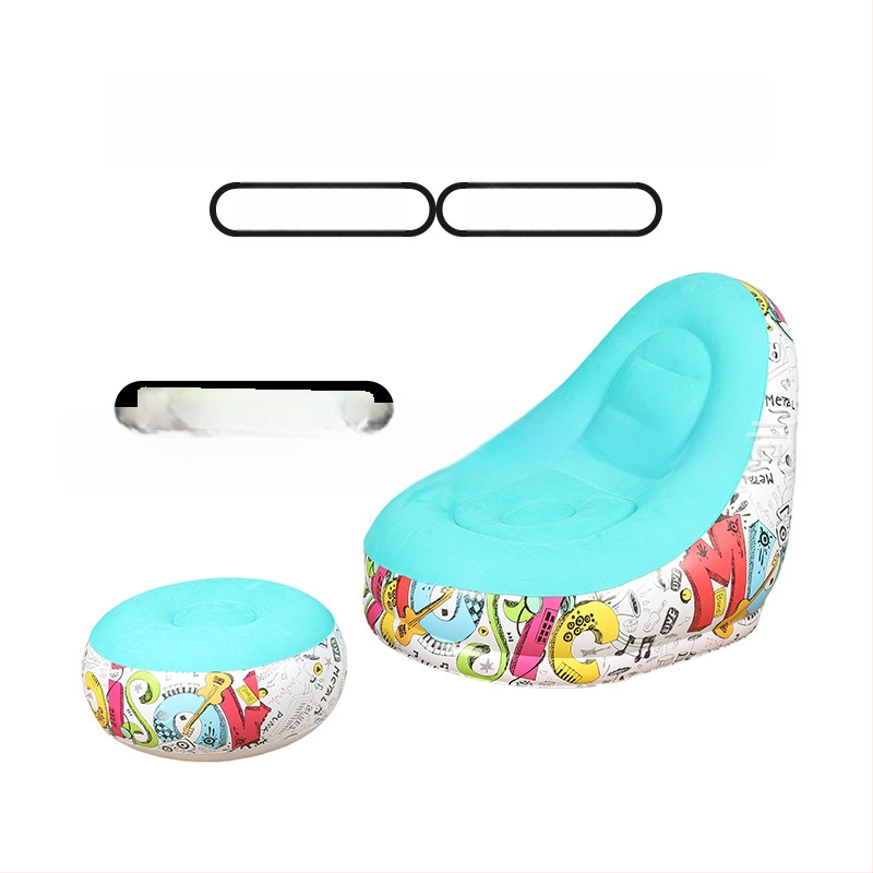 Kültéri felfújható lazító kanapé lábtámasz-sal, Hui Le PVC léggömb kanapé, 1 személyes kapacitás, 1,9 kg, levegőpumpa