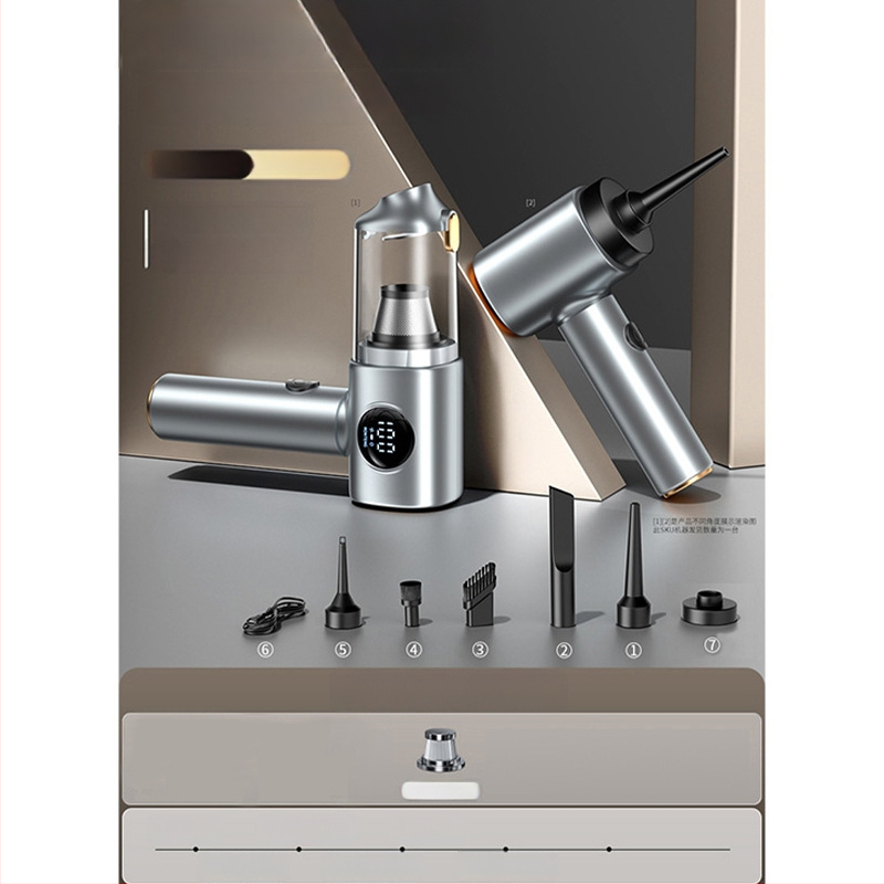 Aspirator fără fir pentru mașină, cu afișaj digital — model compact, de mână (10V, 100W, 10000 Pa, 20 min)