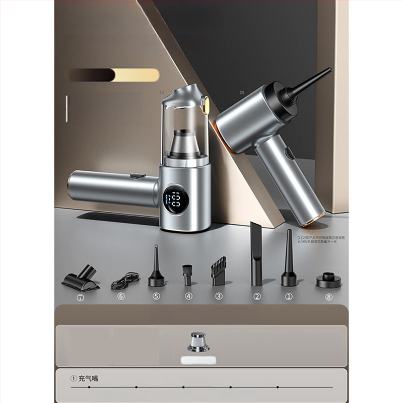 Aspirator fără fir pentru mașină, cu afișaj digital — model compact, de mână (10V, 100W, 10000 Pa, 20 min)