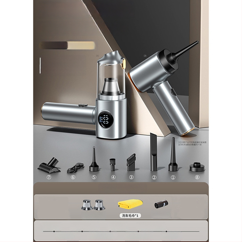 Aspirator fără fir pentru mașină, cu afișaj digital — model compact, de mână (10V, 100W, 10000 Pa, 20 min)