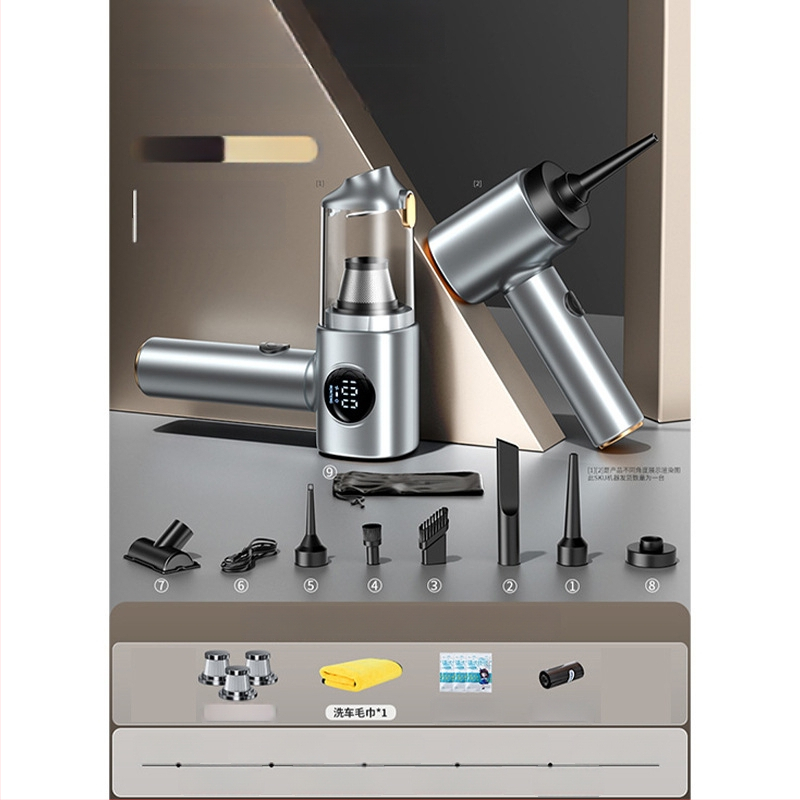 Aspirator fără fir pentru mașină, cu afișaj digital — model compact, de mână (10V, 100W, 10000 Pa, 20 min)