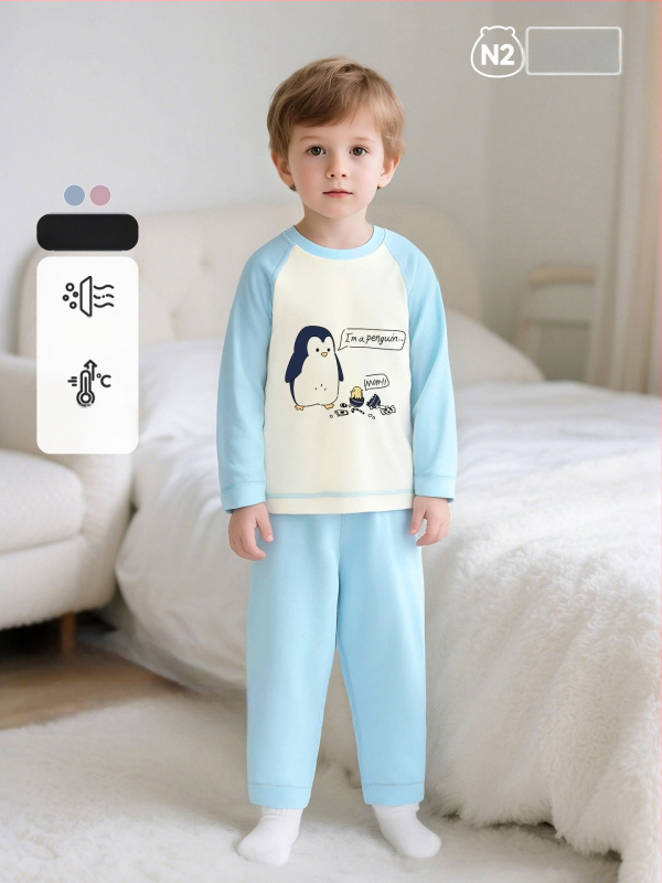 Παιδικό σετ πυτζάμαλες από βαμβάκι με μοτίβο καρτούν, για αγόρια και κορίτσια 3–8 ετών, με στρογγυλό λαιμό, Άνοιξη και Φθινόπωρο