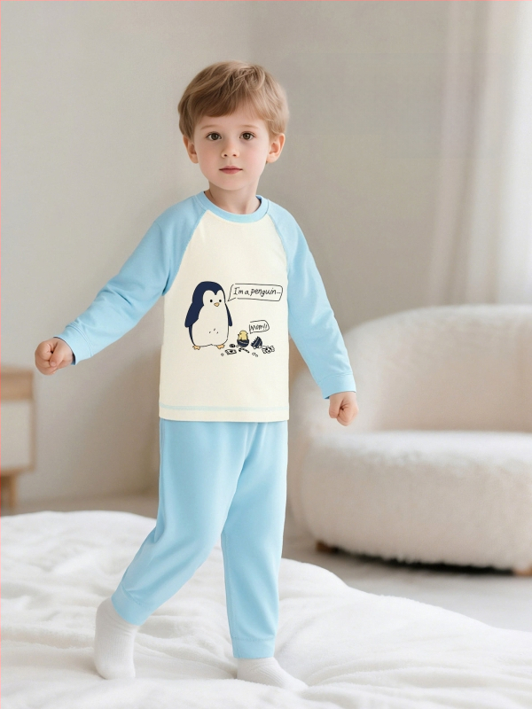 Παιδικό σετ πυτζάμαλες από βαμβάκι με μοτίβο καρτούν, για αγόρια και κορίτσια 3–8 ετών, με στρογγυλό λαιμό, Άνοιξη και Φθινόπωρο