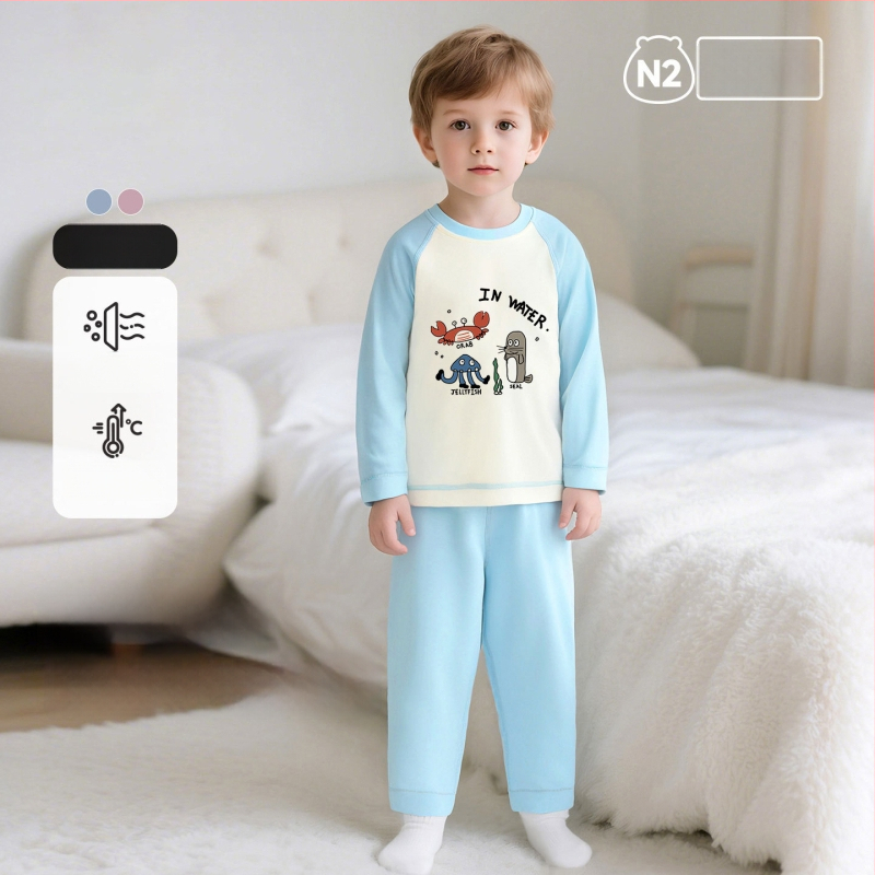 Παιδικό σετ πυτζάμαλες από βαμβάκι με μοτίβο καρτούν, για αγόρια και κορίτσια 3–8 ετών, με στρογγυλό λαιμό, Άνοιξη και Φθινόπωρο