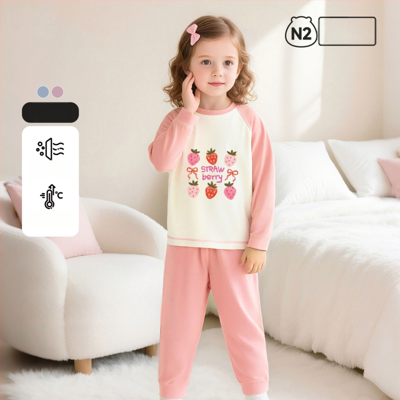 Παιδικό σετ πυτζάμαλες από βαμβάκι με μοτίβο καρτούν, για αγόρια και κορίτσια 3–8 ετών, με στρογγυλό λαιμό, Άνοιξη και Φθινόπωρο