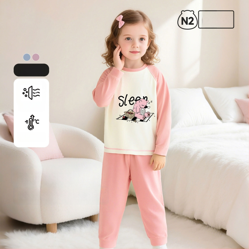 Παιδικό σετ πυτζάμαλες από βαμβάκι με μοτίβο καρτούν, για αγόρια και κορίτσια 3–8 ετών, με στρογγυλό λαιμό, Άνοιξη και Φθινόπωρο