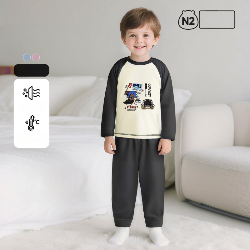 Παιδικό σετ πυτζάμαλες από βαμβάκι με μοτίβο καρτούν, για αγόρια και κορίτσια 3–8 ετών, με στρογγυλό λαιμό, Άνοιξη και Φθινόπωρο