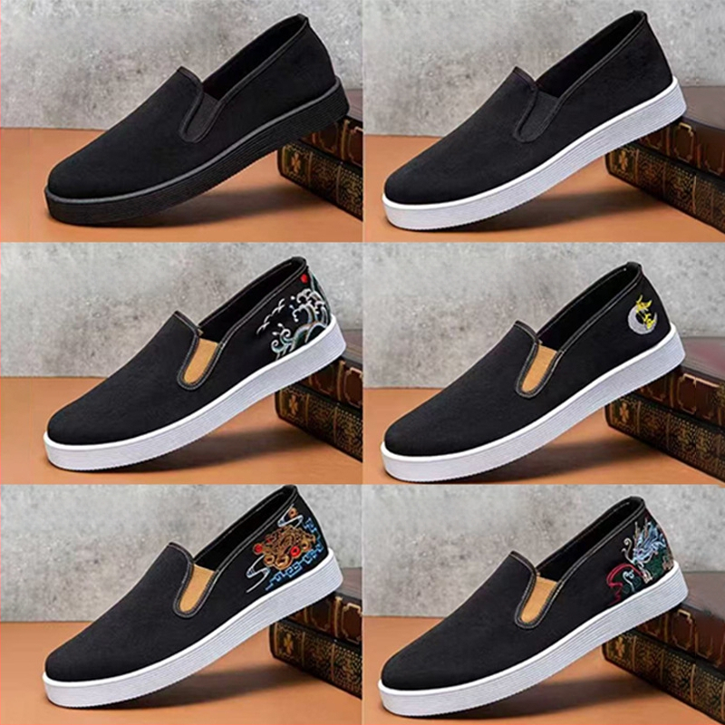 Ανδρικά υφασμάτινα παπούτσια slip-on με στρογγυλή μύτη, διαπνέοντα και ανθεκτικά στην φθορά