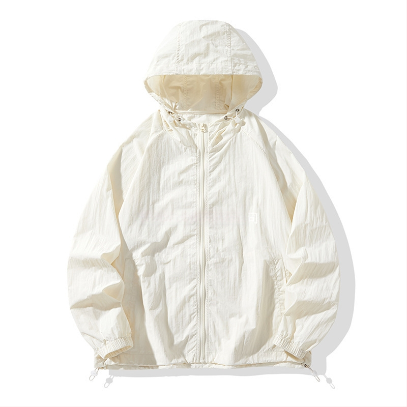 Tricou cu glugă pentru protecție solară, ușor de vară, 100% poliester, mâneci lungi