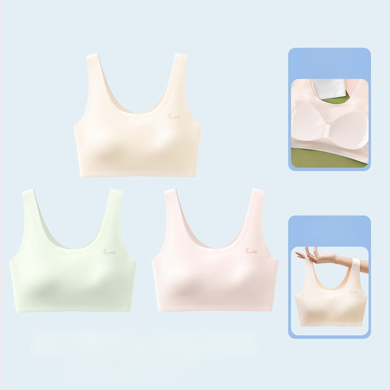 Αθλητικό σουτιέν χωρίς ραφές για έφηβες, πλήρες κύπελλο, αναπνεύσιμο, με σταθερά διπλά λουριά