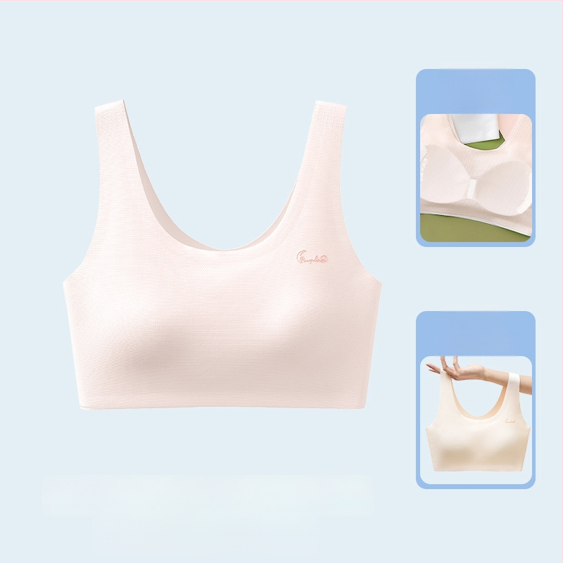 Αθλητικό σουτιέν χωρίς ραφές για έφηβες, πλήρες κύπελλο, αναπνεύσιμο, με σταθερά διπλά λουριά