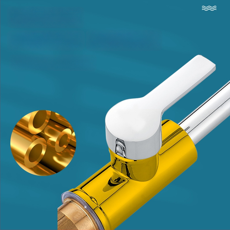 Zmiešavací kuchynský faucet, meď, keramický kartušový ventil, zvislá inštalácia, 0–100 °C, 1,6 MPa